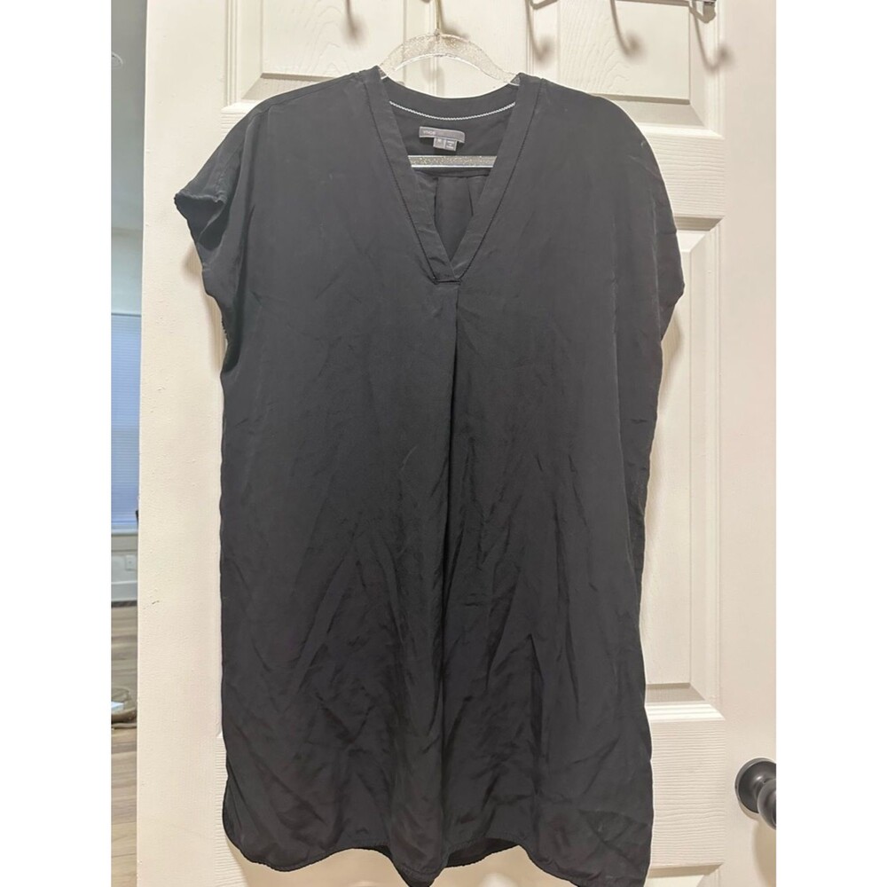 Vince Black V-Neck Short-Sleeve Tunic